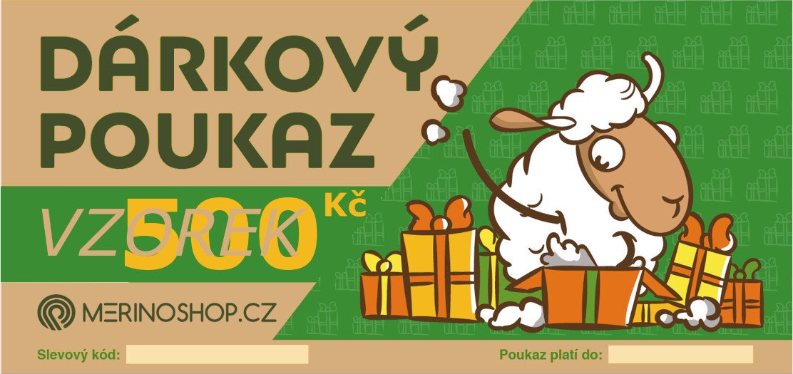 Náhled dárkového poukazu MERINOSHOP.CZ v českých korunách